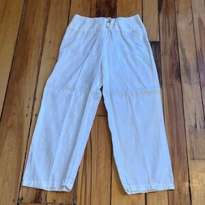 Cut Loose White Linen Wide-Leg Pants